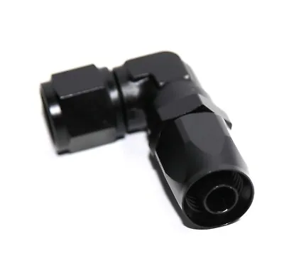 $11 • Buy AN8 8AN AN-8 90°Degree Swivel Fuel Oil Gas Line End Union Elbow Fitting Black