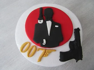 Edible Handmade James Bond Style Agent 007 Large Fondant Cake Topper Decoration • £18.99