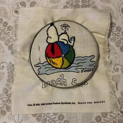 Snoopy Charles Schulz Woodstock Needlepoint Beach Fun Vintage 60’s 1965 Hoop  • $12