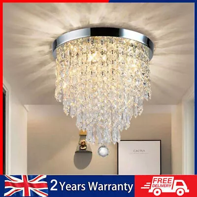 LED Ceiling Light Crystal Chandeliers Lights Bedroom Kitchen Living Room Lamp • £23.99