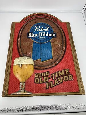 Vintage PABST Blue Ribbon Good Old Time Flavor 28” 3D Beer Sign • $34.95