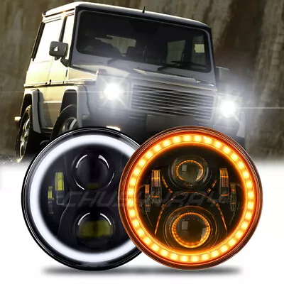 7 Inch BLACK ABS Material Headlight Fit 02-06 Mercedes Benz W463 G Class Wagon • $87.99