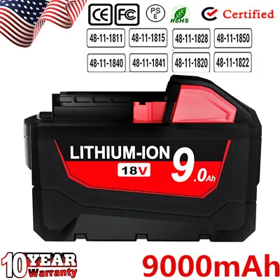 18V Lithium For Milwaukee M18  XC 9.0 AH Extended Capacity Battery 48-11-1890 US • $32.95