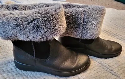 £10 • Buy Ladies Black Piumatech Pavers Memory Foam Shockproof Boots Fur Tops Size 6 1/2