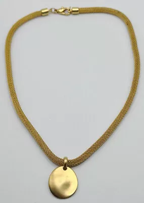 Maxine Denker Matte Gold Tone Mesh Pendant Necklace • $19.95