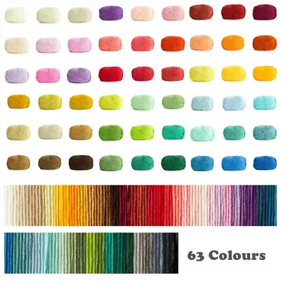 50g Combed Cotton Acrylic Yarn 4ply 63 Colors Crochet Knitting Wool Milk Cotton  • $3.30