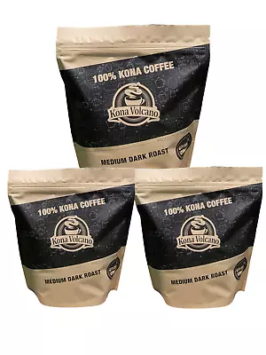 Ground Kona Volcano Medium Dark Roast Coffee 8oz Bag - 3 Pack • $58.50