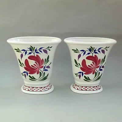 £34.99 • Buy Pair Of Portmeirion Pottery Vases ~ Welsh Dresser Patt ~ 18cm / Versailles Shape