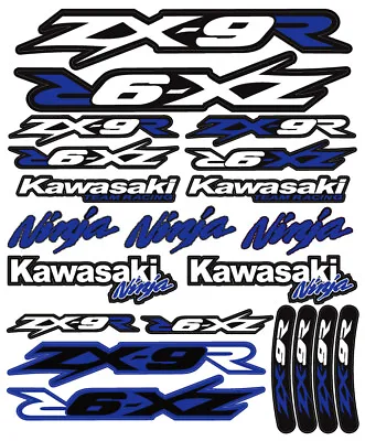 £11.76 • Buy ZX-9R Ninja Racing Motorcycle Decals Stickers Set Laminated ZX9R ZXR INK BLUE