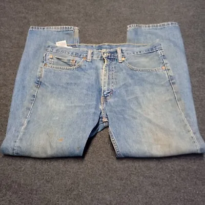 Levi Jeans Men 34x29 Blue 505 Regular Straight Leg Denim Pants Workwear • $12.49