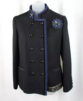 Moschino CheapandChic Black Navy Trim Double Breasted Jacket Size 42 US 8 • $59