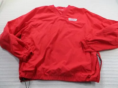 Krispy Kreme Mens Sweatshirt XL Red V Neck Solid Embroider Sport Tek Polyester • $28.99