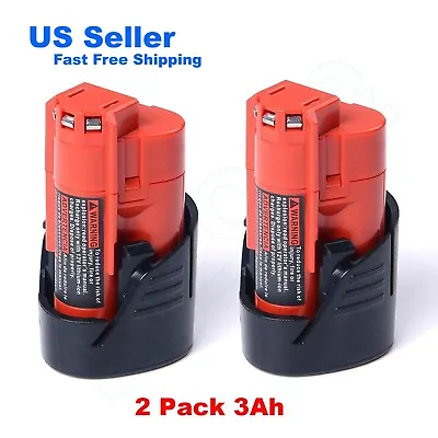 2 Pack 3.0Ah For MILWAUKEE M12 XC 48-11-2401 12V Lithium Ion Battery  48-11-2420 • $36.99