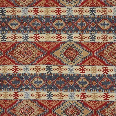 Altai Tapestry Red Fabric Kazak Woven Antique Style Jacquard Upholstery Curtains • £1.99