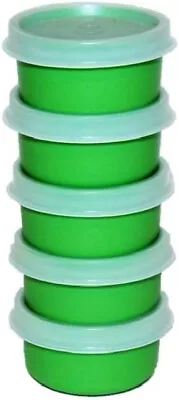 Tupperware SMIDGETS Green W/Sheer Seals ~ Mini 1 Oz Containers ~ Set Of 5 ~ NEW! • $14.95