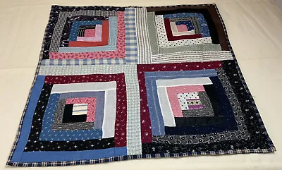 Vintage Patchwork Quilt Table Topper Log Cabin Early Calico Prints Florals • $39.95