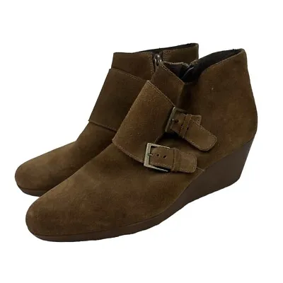 Munro Drew Wedge Ankle Boot Brown Suede 11 • $32