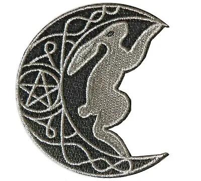 Moon Hare Pagan Celtic Mythological Wiccan Pentagram Embroidered Iron On Patch  • £3.75