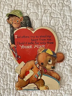 Vintage Valentine Monkey Wrench Mechanical Greeting Card Twelve Tree 1930s B • $4.43