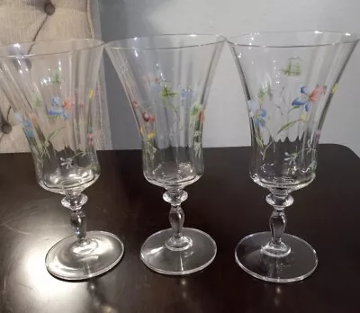 Rare (3) MIKASA SORRENTO Hand Painted Floral 8  Iced Tea Glasses ~ MINT  • $29.99