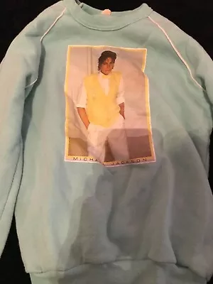 Vintage Michael Jackson Sweater Kid Size RARE Blue • $100