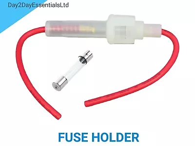 1x Glass Fuse Holder Inline Wire Glass Fuse Amp Car Truck Boat Bike • £2.79