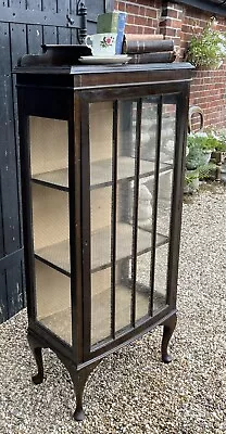 Early 20th Century Small Narrow Mahogany China Display Cabinet • £78