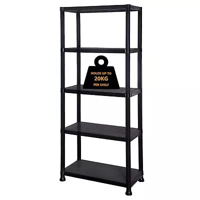 5 Tier Plastic Shelving Home Storage Unit Shelves Racks Garage Organiser New • £26.85