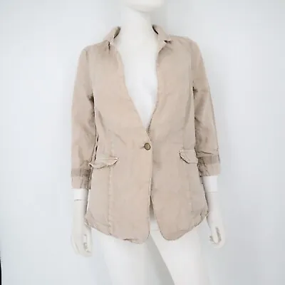 MARRAKECH Anthropologie Women's Linen Lined Beige Casual Blazer Jacket Size S • $25