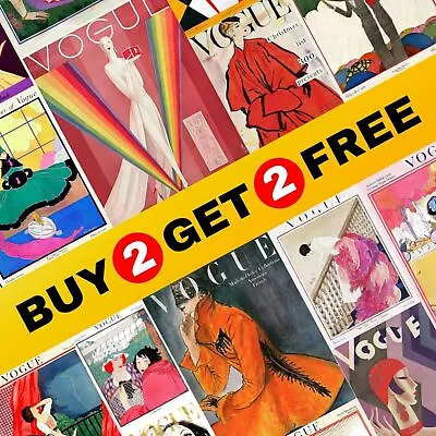 BUY 2 GET 2 FREE Vogue Magazine Cover Posters - Vintage Fashion Art Gift Ideas • £9.95