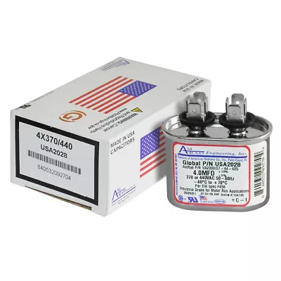 AmRad USA2028 Oval Run Capacitor 4 UF MFD 370 / 440 Volt Made In USA • $14.50