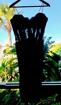 RARE Vintage Vicky Tiel Couture Black Embellished Bustier Bodice Corset Dress • $499