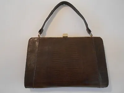 Vintage Brown Croc Snake Embossed Purse Handbag 1950's • $24.95