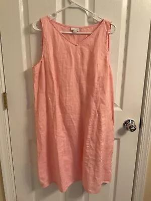 J. Jill Love Linen Size Large Sleeveless Dress Pink Peach Coral • $30