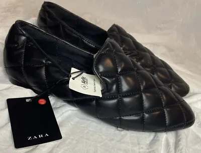 $47.21 • Buy Zara Womens Low Heel Quilted Slipper-Style Shoes Black Size 38  US 7.5