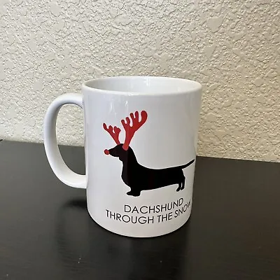 Dachshund Through The Snow Coffee Mug Dog With Reindeer Antlers Holiday Christma • $8