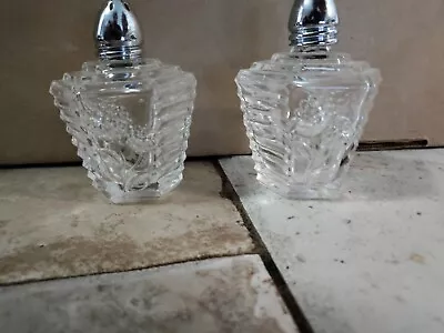 I. W.  Rice Vintage 6 Sided Floral Glass Salt & Pepper Shaker • $9