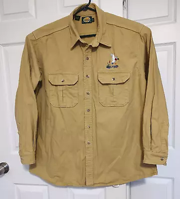 Vintage Cabelas Chamois Shirt 2XL Tall Embroidered Duck USA Made Heavy Flannel • $26