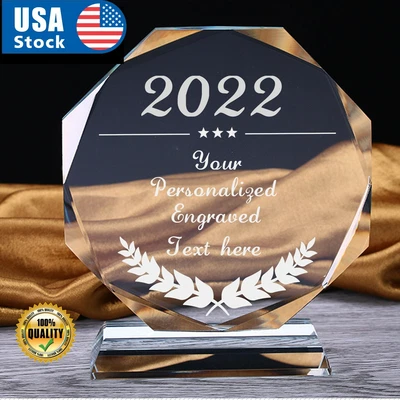 $34.99 • Buy Personalized Employee Crystal Award Trophy Custom Plaque Glass Laser Engraving
