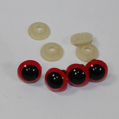 £3.95 • Buy 4 X 15 Mm Neon Red Toy Eyes - Safety Teddy Eyes - Doll Bear Animal Troll