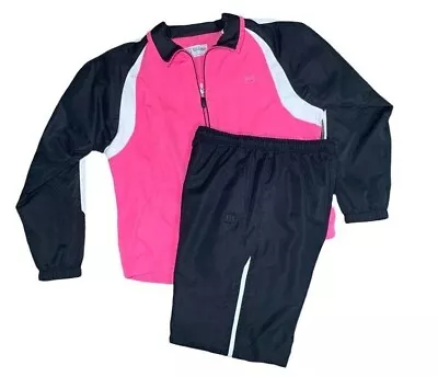 $26.95 • Buy Wilson Pink Black White Tracksuit Outfit Set Jacket Pants Women Size Medium M 