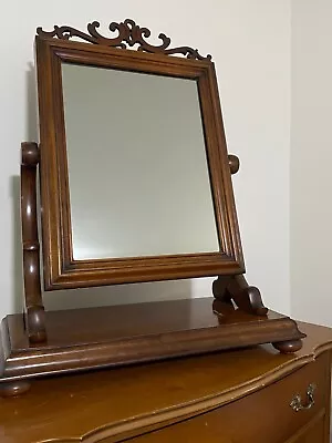 Antique Vanity  Mirror.Cope&Austin Walnut Frame With Chatoyant Oak Base • $100