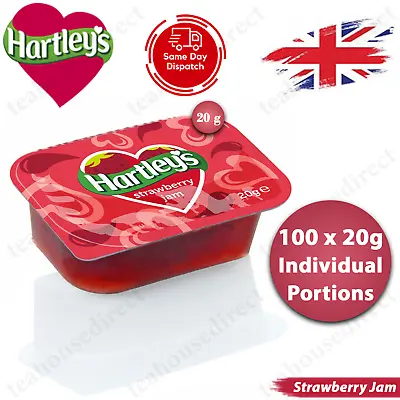 £16.99 • Buy 100 X Hartleys Strawberry Flavour Jam Case - 20g Individual Portions