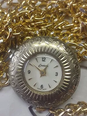 Vintage Endura Pendant Necklace Watch Swiss Made Manual Wind Chain 26  • $29.99