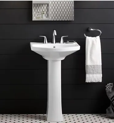 Kohler Elmbrook Pedestal Sink Basin White With 8 In Widespread Faucet Holes • $69.99