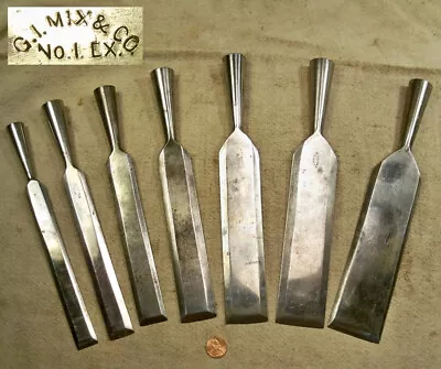 Set 7 G I Mix No 1 EX Paring Bevel Side Chisels Good Shape Collectible READ • $385