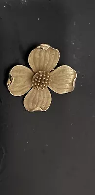 Vintage Signed Trifari Gold Tone Flower Brooch 2” • $20