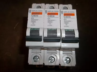 Lot Of 3 Merlin Gerin Multi 9 C60n C1 Circuit Breaker 1 Pole 230/400v (e5) • $10