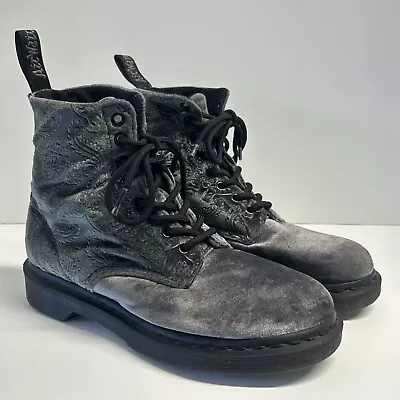 Dr. Martens 1460 Brocade Gray Velvet Combat Boot Women's Boot US Size 7 • $99.98