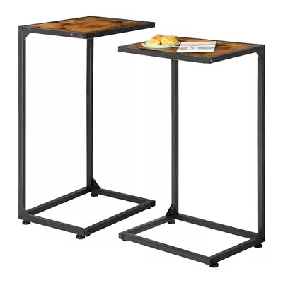  C Shaped End Table Set Of 2 Snack Side Tables For Sofa Couch Table For Brown • $60.32